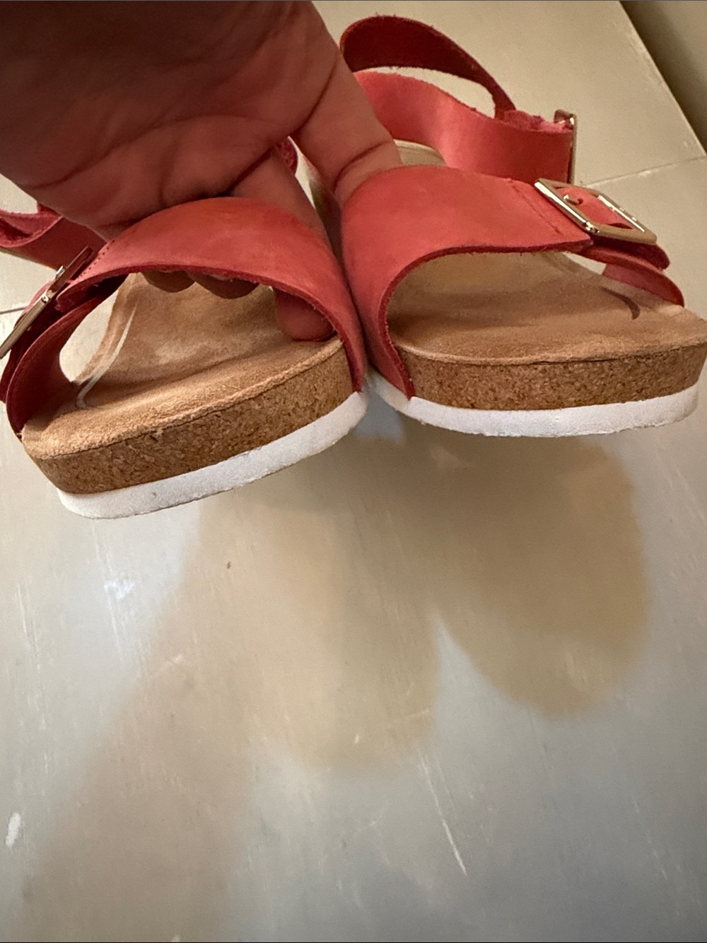 Aetrex coral Suede Double-Strap Buckle Sandals - Picture 2 of 6